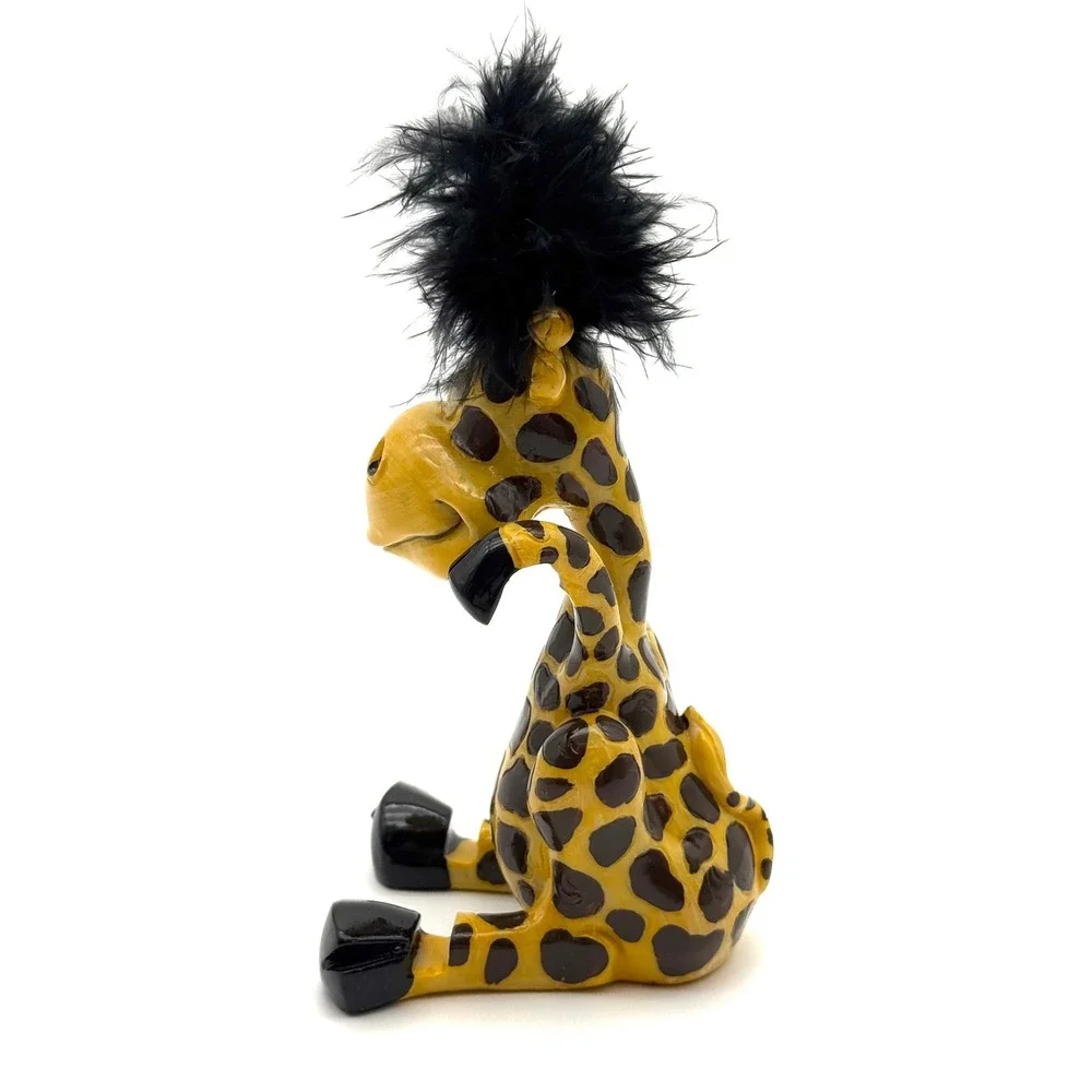 Giraffe Picture Frame Holder Ceramic Animated Kitsch Figurine Desk Art